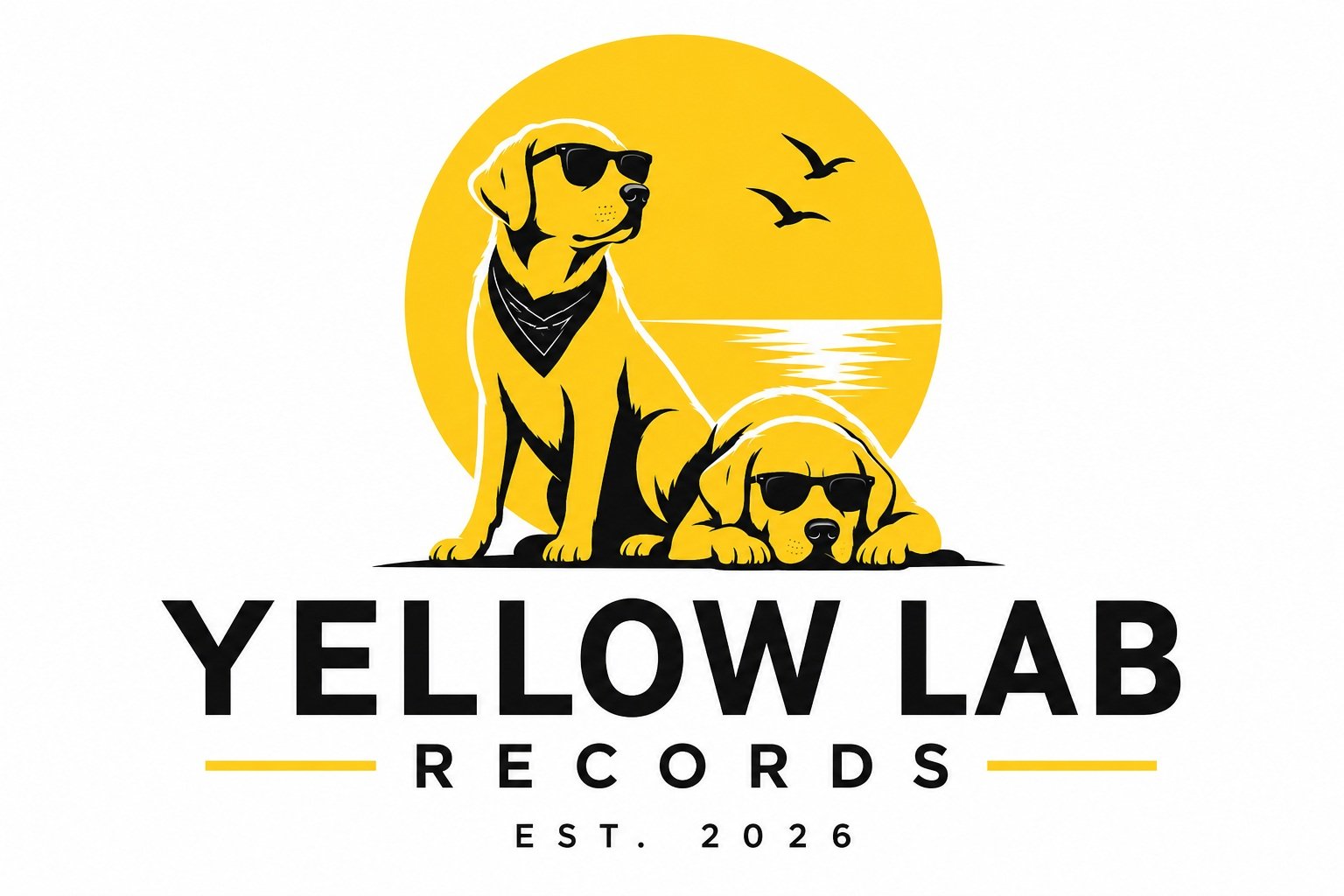 Yellow Lab Records logo featuring two Labrador dogs